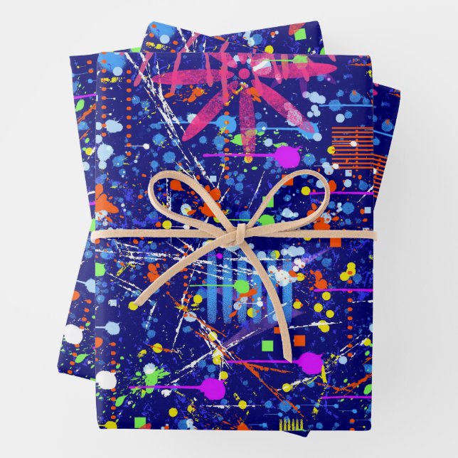 Abstract Maximalism: Ferris Wheel at Night Wrapping Paper Sheet (In situ)