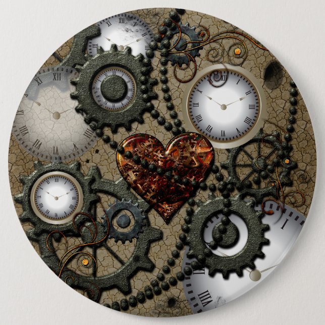 Abstract mechanical design 6 cm round badge (Front)