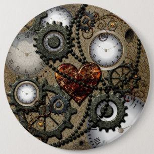 Abstract mechanical design 6 cm round badge
