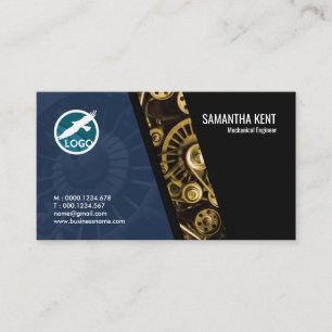 Abstract Mechanical Gears Engineer Business Card