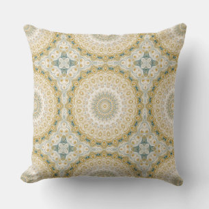 Abstract Medallion Design in Mustard Yellow Cushion