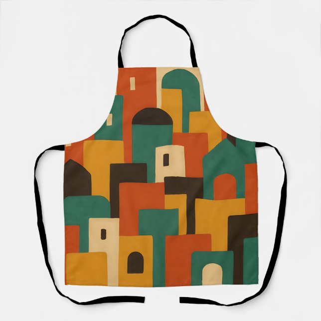 Abstract Mediterranean Village Geometric Apron (Front)