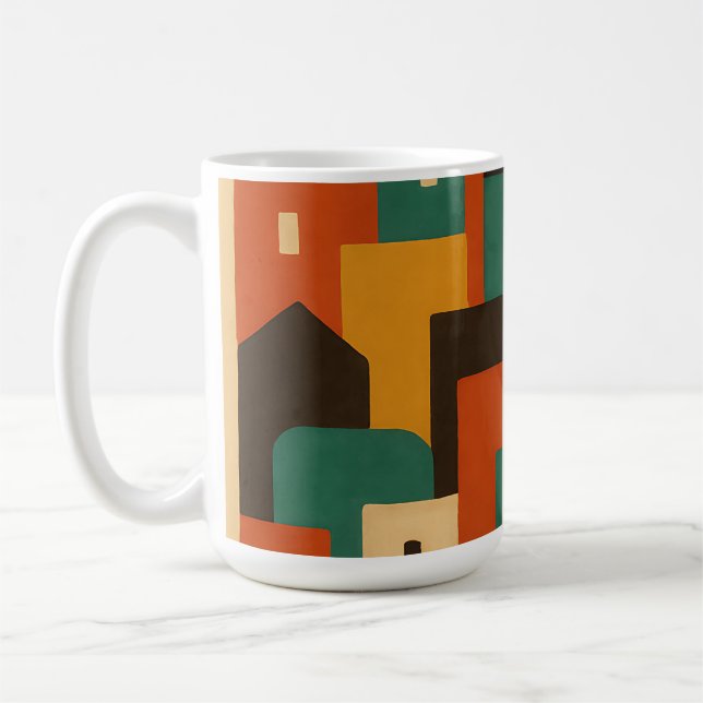 Abstract Mediterranean Village Geometric Coffee Mug (Left)