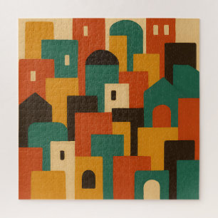 Abstract Mediterranean Village Geometric Jigsaw Puzzle