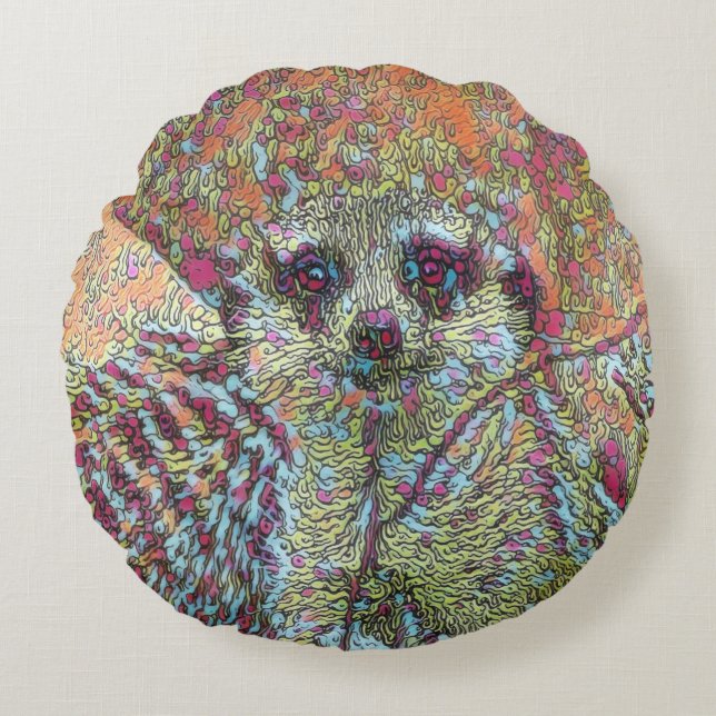 Abstract Meerkat Round Cushion (Front)