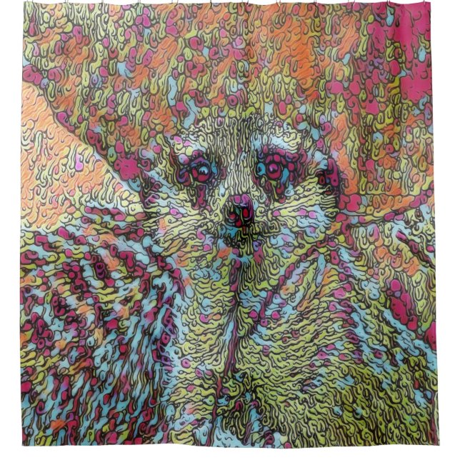 Abstract Meerkat Shower Curtain (Front)