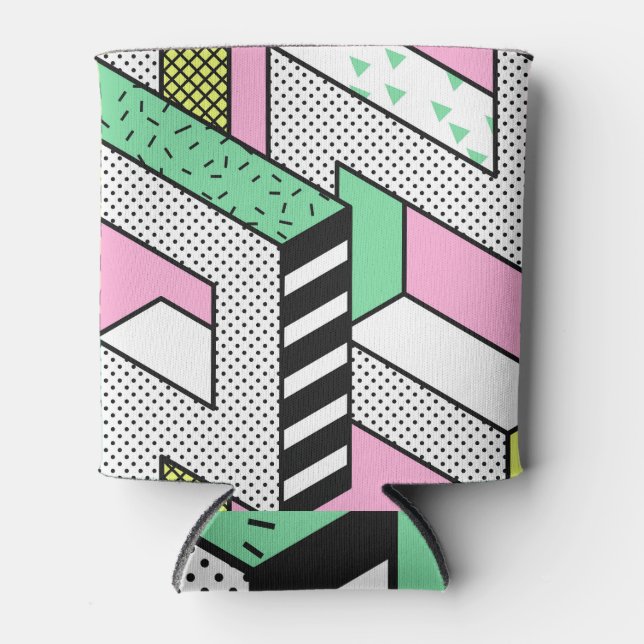 Abstract Memphis: 80s geometric shapes. Can Cooler (Front)