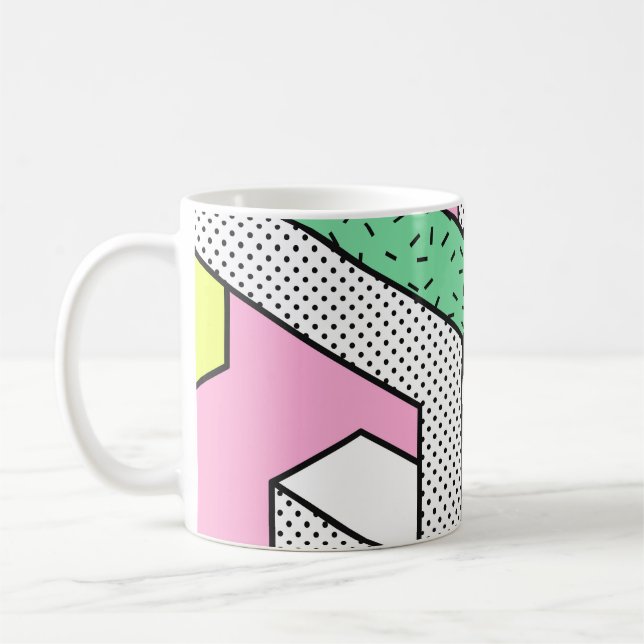 Abstract Memphis: 80s geometric shapes. Coffee Mug (Left)