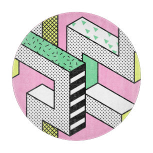 Abstract Memphis: 80s geometric shapes. Cutting Board