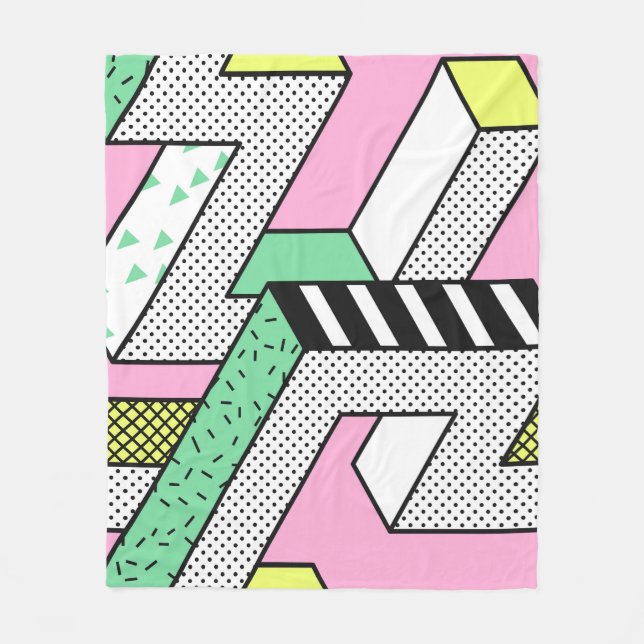 Abstract Memphis: 80s geometric shapes. Fleece Blanket (Front)