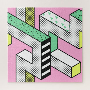 Abstract Memphis: 80s geometric shapes. Jigsaw Puzzle