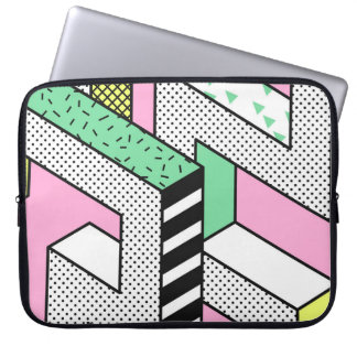 Abstract Memphis: 80s geometric shapes. Laptop Sleeve