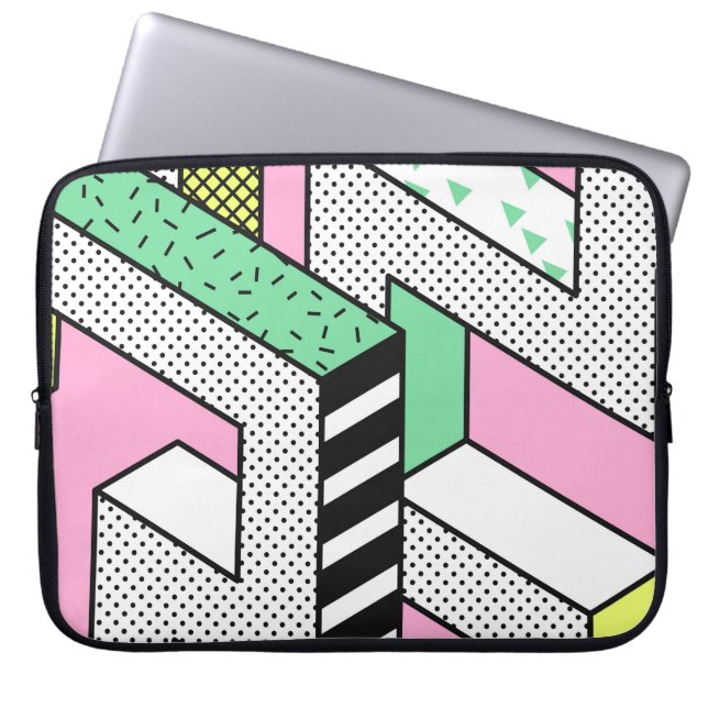 Abstract Memphis: 80s geometric shapes. Laptop Sleeve (Front)