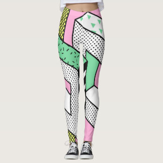Abstract Memphis: 80s geometric shapes. Leggings