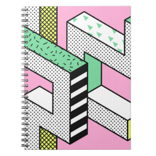 Abstract Memphis: 80s geometric shapes. Notebook