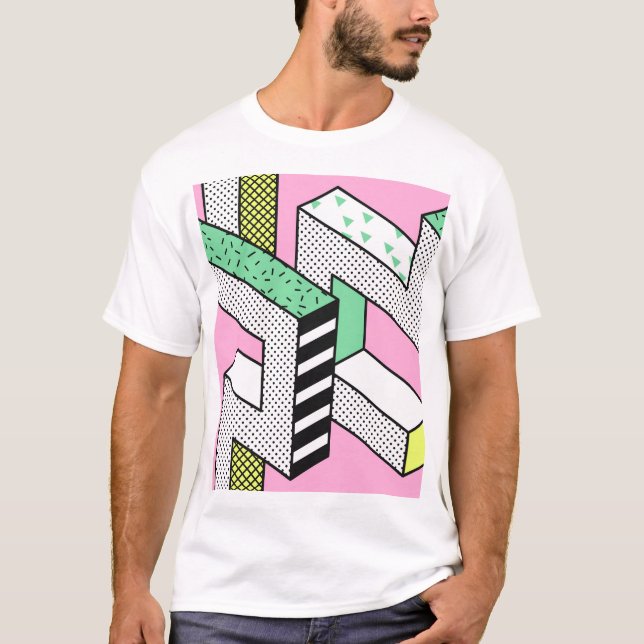 Abstract Memphis: 80s geometric shapes. T-Shirt (Front)