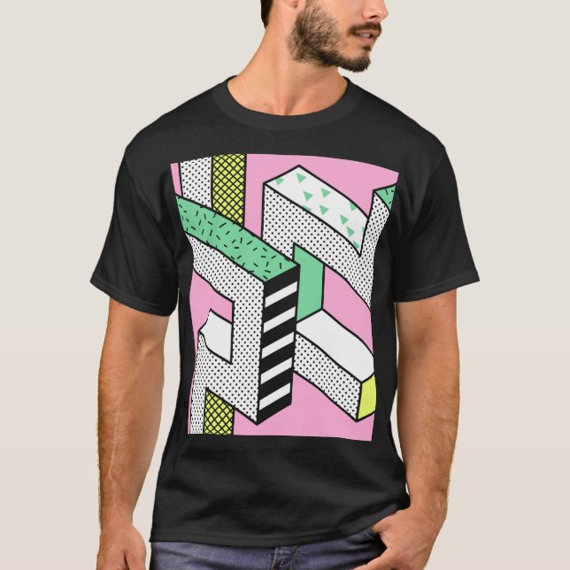 Abstract Memphis: 80s geometric shapes. T-Shirt (Front)