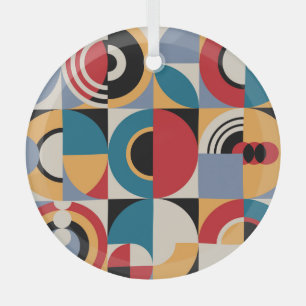 Abstract Memphis: Geometric Vintage Style. Glass Tree Decoration