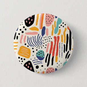 Abstract Memphis Organic Shapes Pattern 6 Cm Round Badge