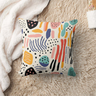 Abstract Memphis Organic Shapes Pattern Cushion