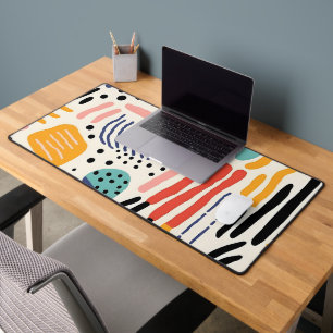 Abstract Memphis Organic Shapes Pattern Desk Mat