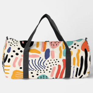 Abstract Memphis Organic Shapes Pattern Duffle Bag