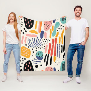 Abstract Memphis Organic Shapes Pattern Fleece Blanket
