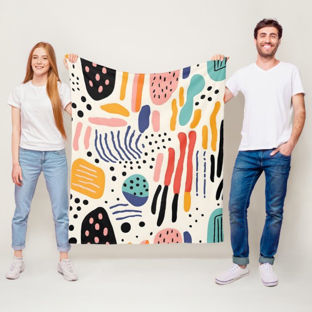 Abstract Memphis Organic Shapes Pattern Fleece Blanket (In Situ)