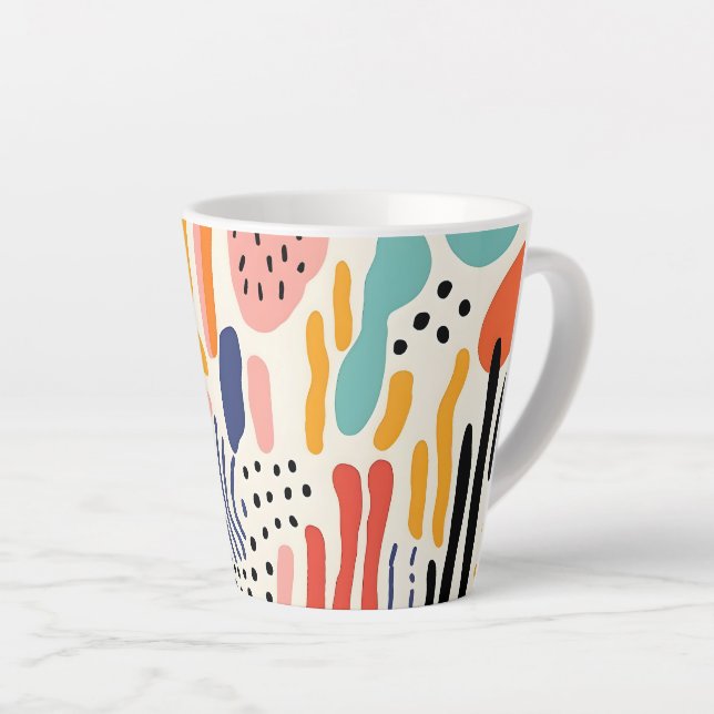 Abstract Memphis Organic Shapes Pattern Latte Mug (Right Angle)