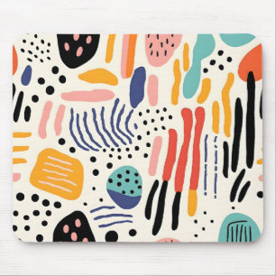 Abstract Memphis Organic Shapes Pattern Mouse Pad