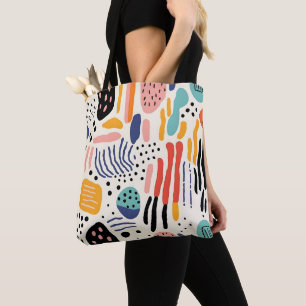Abstract Memphis Organic Shapes Pattern Tote Bag