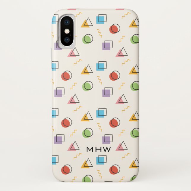 Abstract Memphis Pattern custom monogram cases (Back)