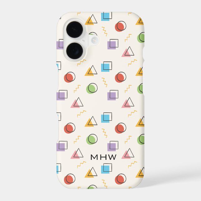 Abstract Memphis Pattern custom monogram cases (Back)