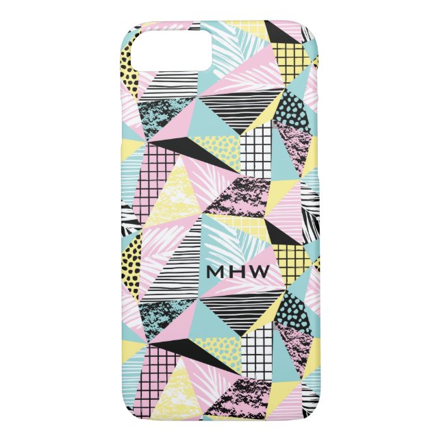 Abstract Memphis Pattern custom monogram cases (Back)