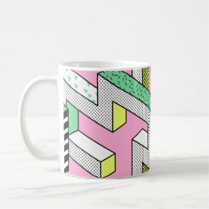 Abstract Memphis Seamless Patterns with 3d Geometr Coffee Mug