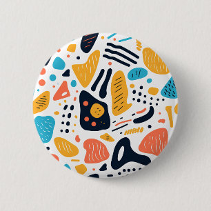 Abstract Memphis Style Organic Shapes Pattern 6 Cm Round Badge