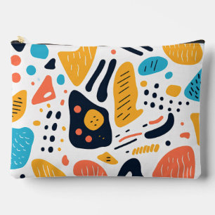 Abstract Memphis Style Organic Shapes Pattern Accessory Pouch