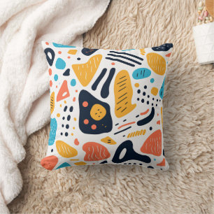 Abstract Memphis Style Organic Shapes Pattern Cushion