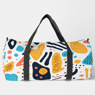 Abstract Memphis Style Organic Shapes Pattern Duffle Bag