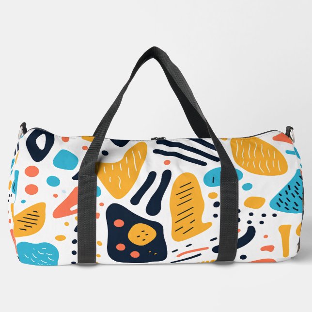 Abstract Memphis Style Organic Shapes Pattern Duffle Bag (Front)