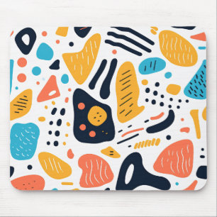Abstract Memphis Style Organic Shapes Pattern Mouse Pad