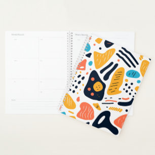 Abstract Memphis Style Organic Shapes Pattern Planner