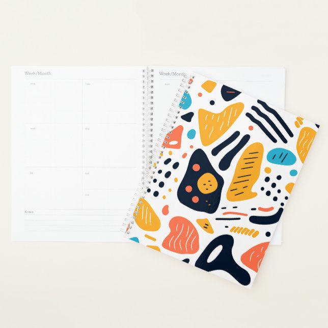 Abstract Memphis Style Organic Shapes Pattern Planner (Display)