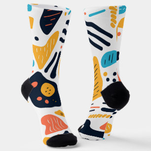 Abstract Memphis Style Organic Shapes Pattern Socks