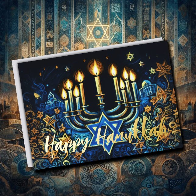 Abstract Menorah Happy Hanukkah Foil Holiday Card (Creator Uploaded)