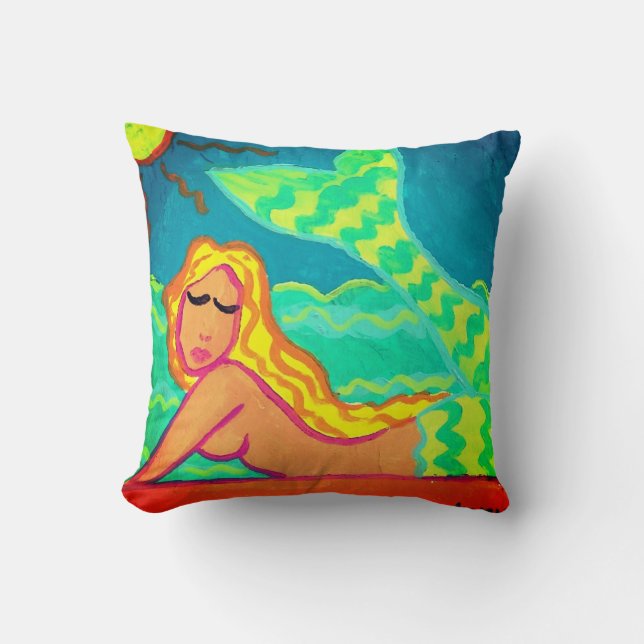 Abstract Mermaid Painting Cushion (Front)
