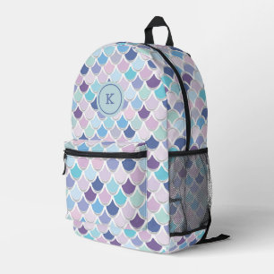 Abstract mermaid scales seamless pattern printed backpack