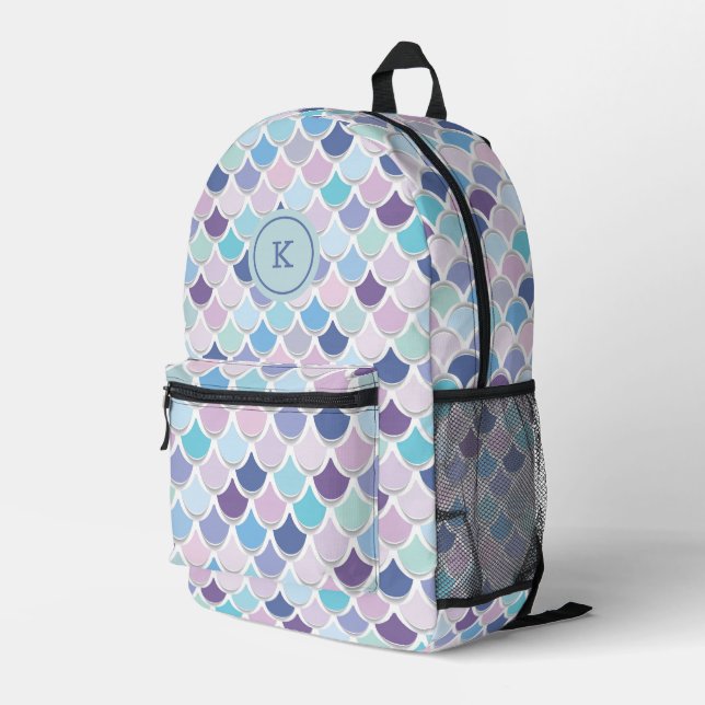 Abstract mermaid scales seamless pattern printed backpack (Back Corner Right)