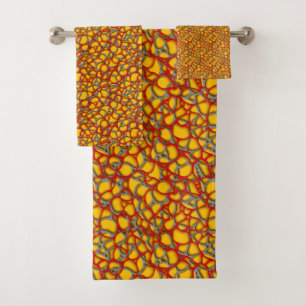 Abstract mesh on yellow. bath towel set