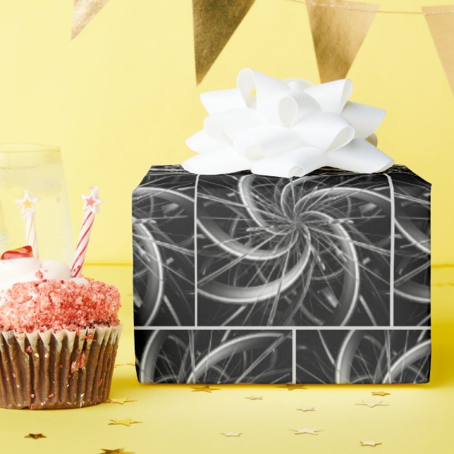 Abstract Metal Fan Blades and Spikes Wrapping Paper (Birthday Party)